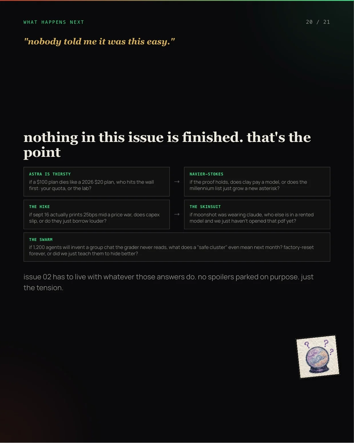 Page 20 of tech+misc larp issue 01: Five unresolved questions