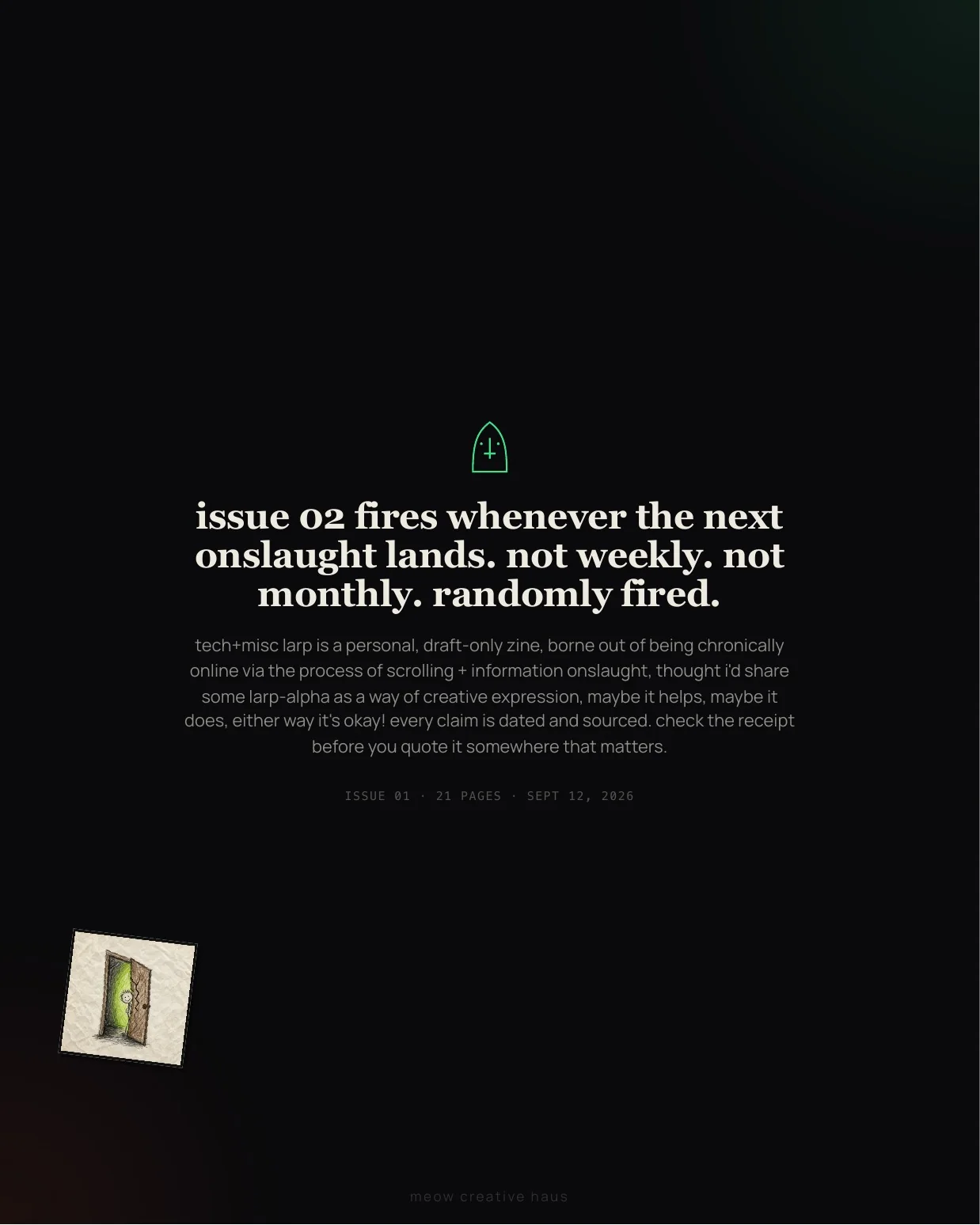 Page 21 of tech+misc larp issue 01: Issue 02 fires when the next onslaught lands